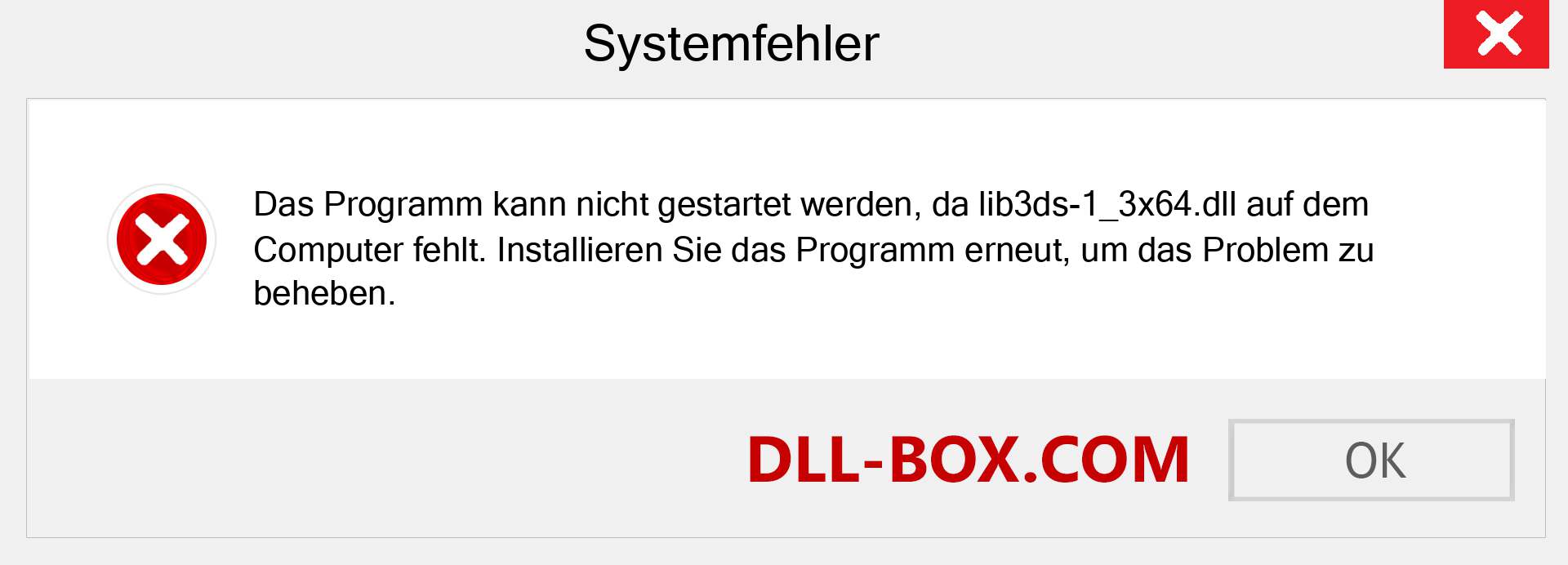 lib3ds-1_3x64.dll-Datei fehlt?. Download für Windows 7, 8, 10 - Fix lib3ds-1_3x64 dll Missing Error unter Windows, Fotos, Bildern